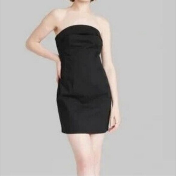 Wild Fable Twill Tube Bodycon Mini Dress Black Vamp Punk Edgy Goth Dress XXL NWT - Picture 1 of 9